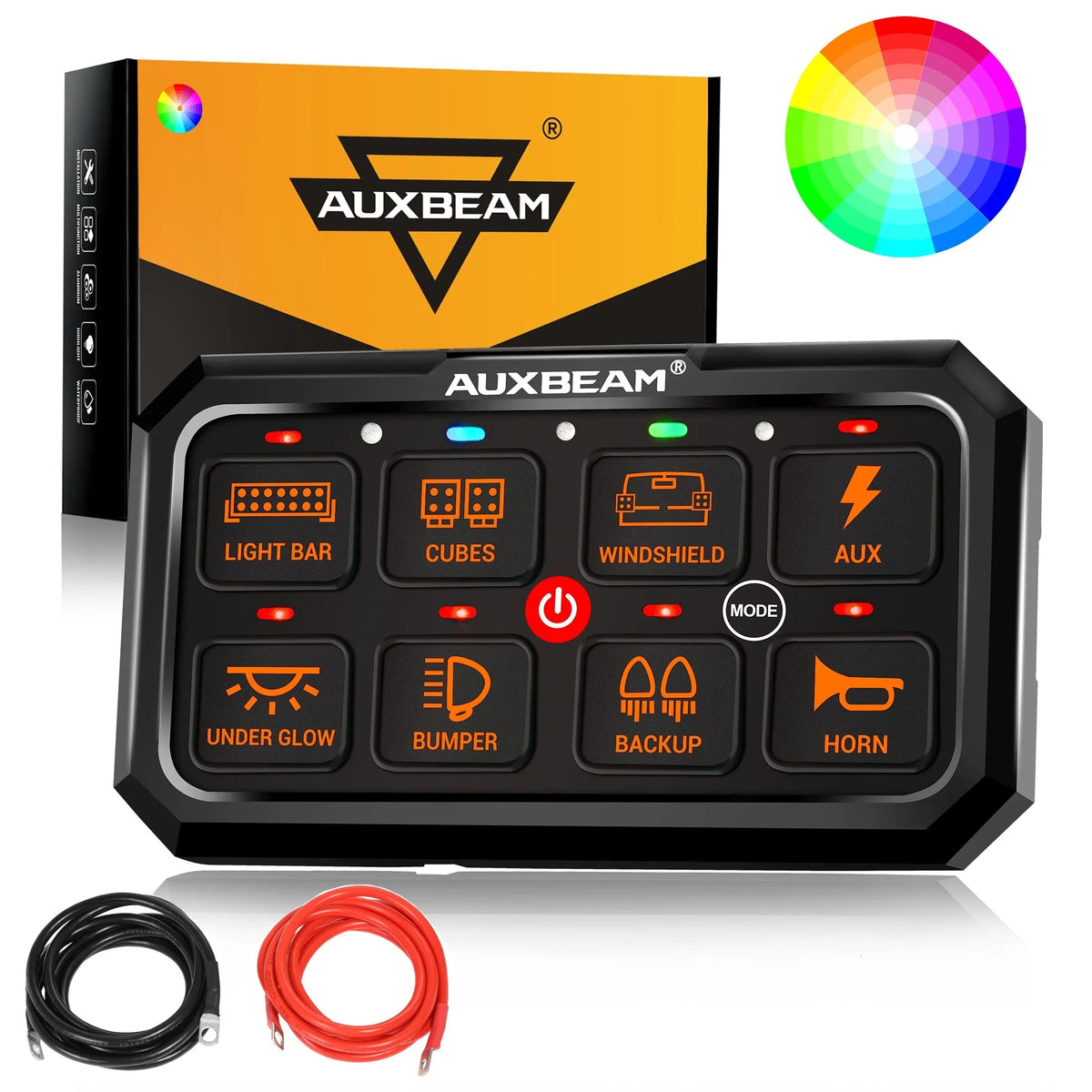 RGB Series 8 Gang (RA80 XL) Switch Panel, Larger Size, Toggle/ Momentary/ Pulsed Mode Supported