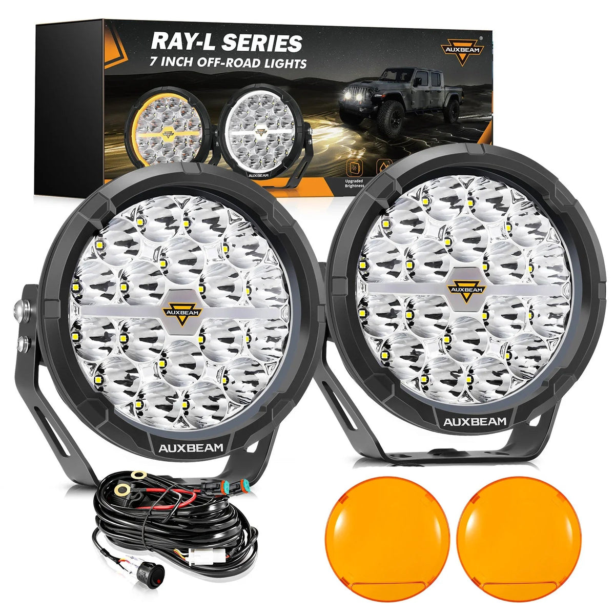 RAY-L Series | 7 Inch 240W 25800LM Dual DRL Offroad LED Driving Lights