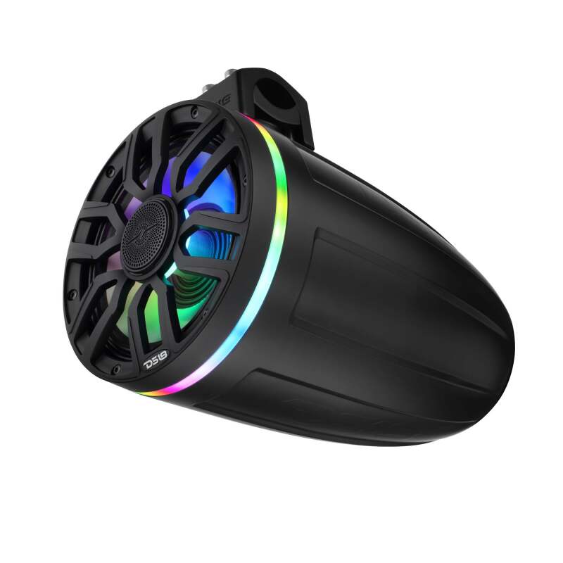 DS18 8in NXL-iQ Marine Tower Speaker with Digital LEDs Neodymium Magnet 1in Driver 350W 4Ohm Black