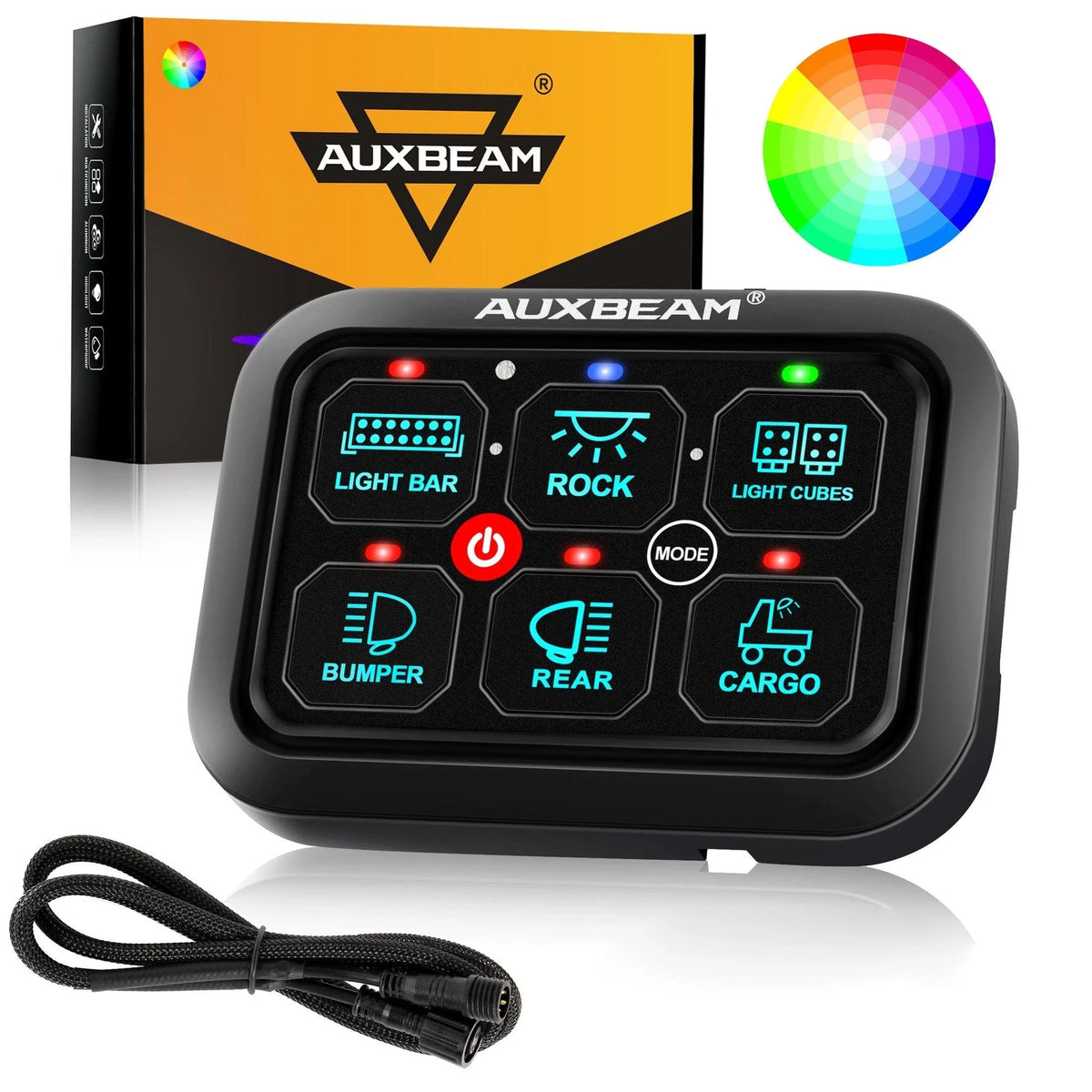 RGB Series 6 Gang (RA60) Switch Panel, Toggle/ Momentary/ Pulsed Mode Supported (One-Sided Outlet)