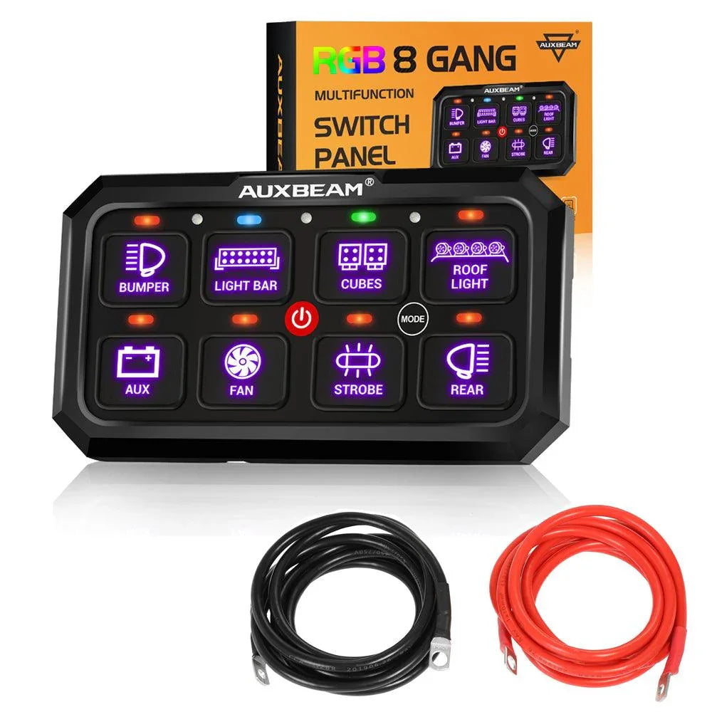 RGB Series 8 Gang (RB80 XL) Switch Panel without APP, Toggle/ Momentary/ Pulsed Mode Supported (Two-Sided Outlet)