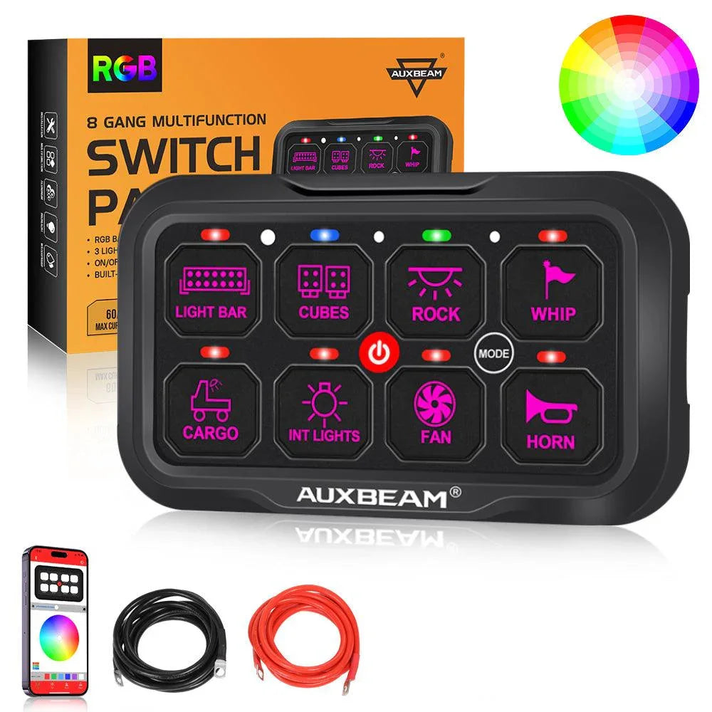 AR Series 8 Gang (AR-800) RGB Switch Panel with APP, Toggle/ Momentary/ Pulsed Mode Supported(One-Sided Outlet)