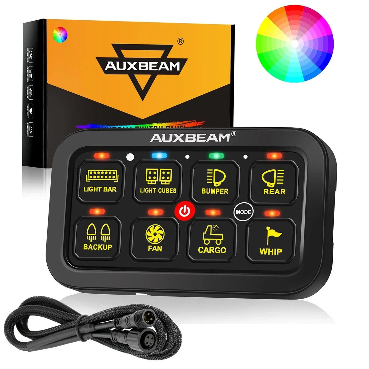 RGB Series 8 Gang (RB80) Switch Panel, Toggle/ Momentary/ Pulsed Mode Supported (Two-Sided Outlet)