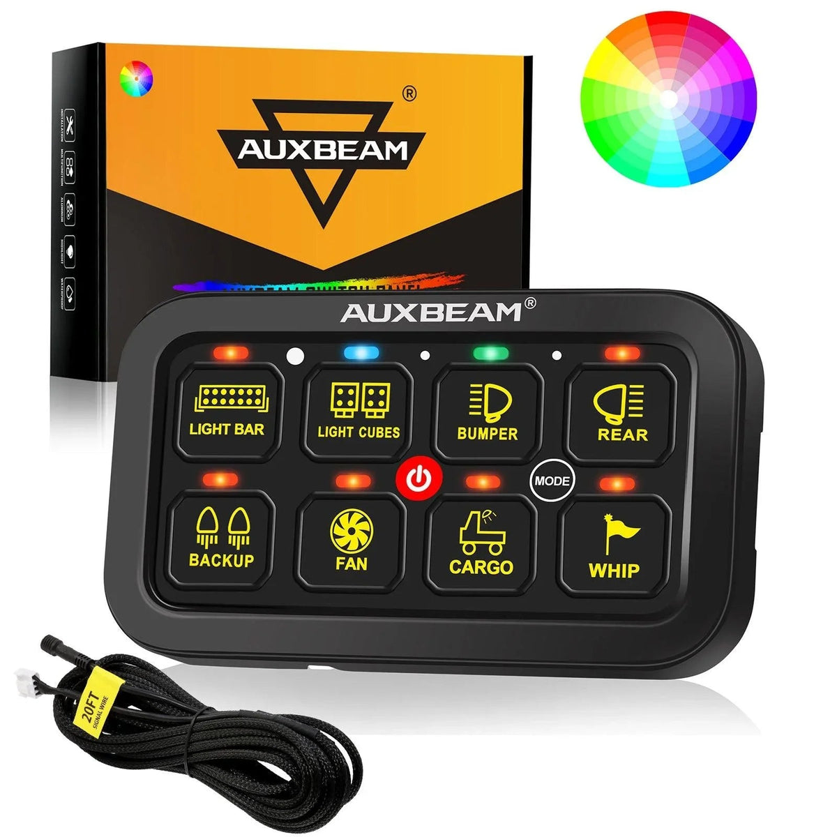 RGB Series 8 Gang (RB80) Switch Panel, Toggle/ Momentary/ Pulsed Mode Supported (Two-Sided Outlet)
