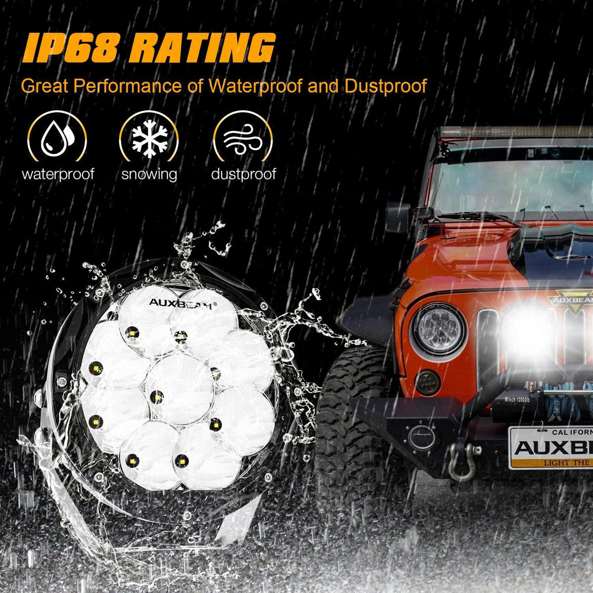 (2pcs/set) 7 Inch 90W Round Spot Beam Offroad LED Driving Lights w/ SAE Compliant+Amber/Black Covers(Optional)