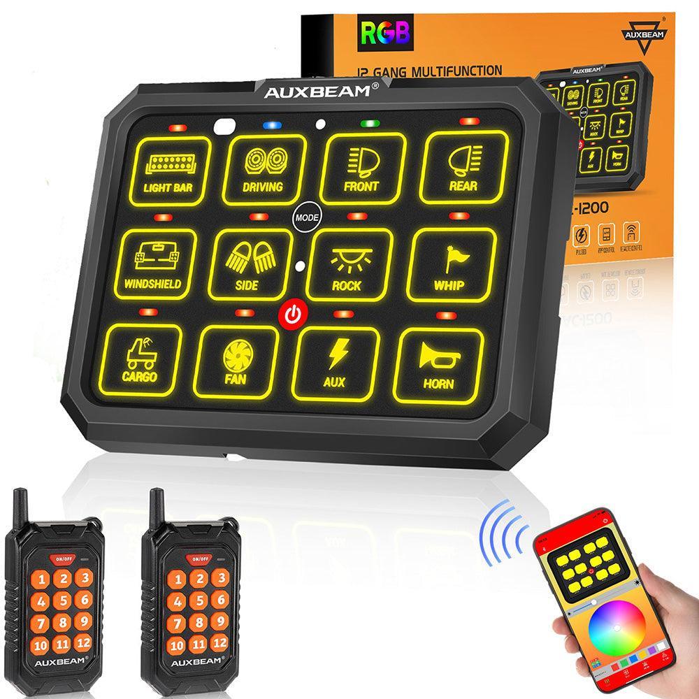 AC Series 12 Gang (AC-1200) RGB Switch Panel with APP&Remote Control, Toggle/ Momentary/ Pulsed Mode Supported(One-Sided Outlet)