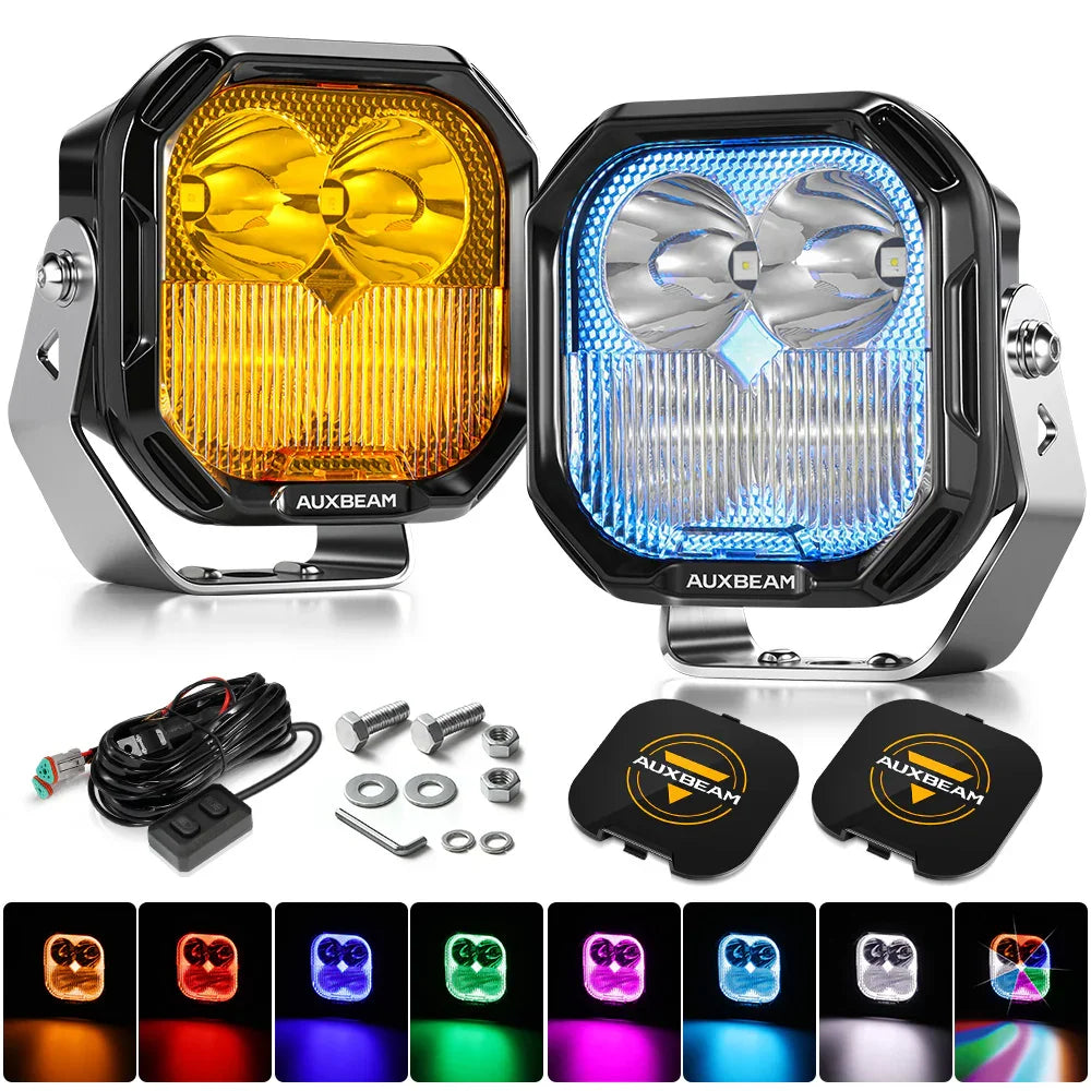 Color Play Series 3 Inch 116W RGB LED Pod Lights Combo Off Road Lights With 8 Backlight Options