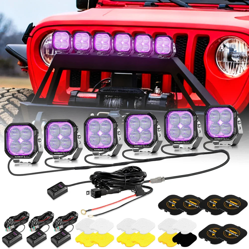Color Play Series 3 Inch 116W RGB LED Pod Lights Off Road Lights With 8 Backlight Options