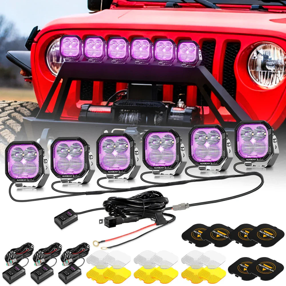 Color Play Series 3 Inch 116W RGB LED Pod Lights Off Road Lights With 8 Backlight Options