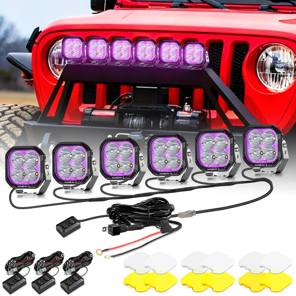Color Play Series 3 Inch 116W RGB LED Pod Lights Off Road Lights With 8 Backlight Options