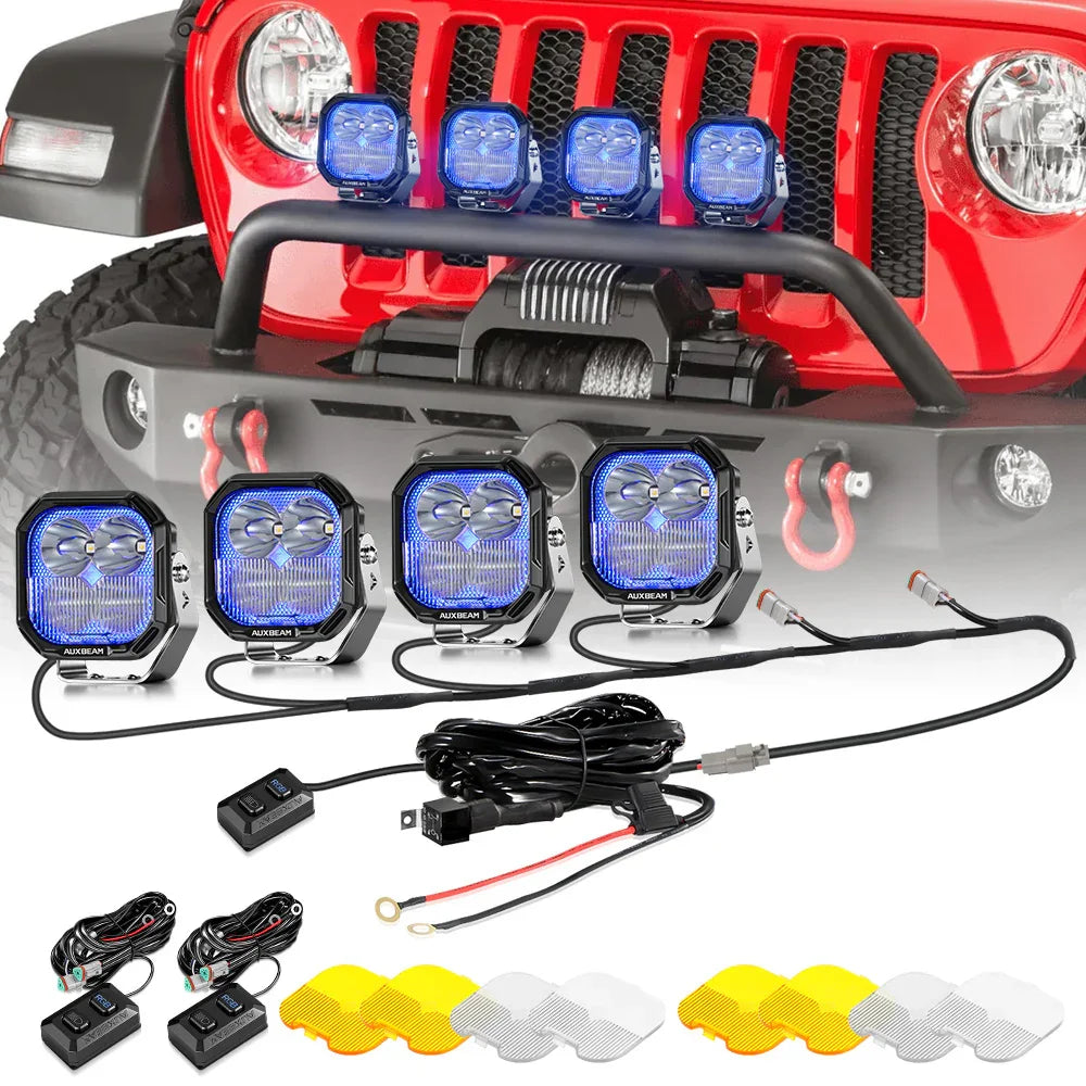 Color Play Series 3 Inch 116W RGB LED Pod Lights Combo Off Road Lights With 8 Backlight Options