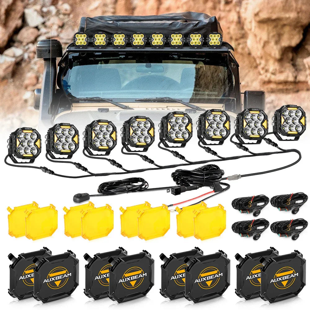 CUBE-Z Series 4 Inch Spot LED Pod Lights Off Road Lights with White DRL & Amber Turn Signal Lights