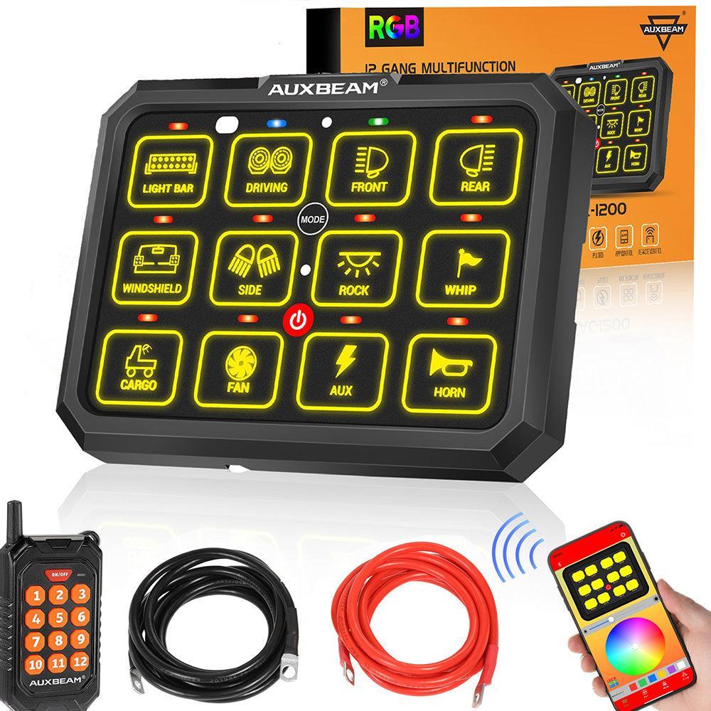 AC Series 12 Gang (AC-1200) RGB Switch Panel with APP&Remote Control, Toggle/ Momentary/ Pulsed Mode Supported(One-Sided Outlet)
