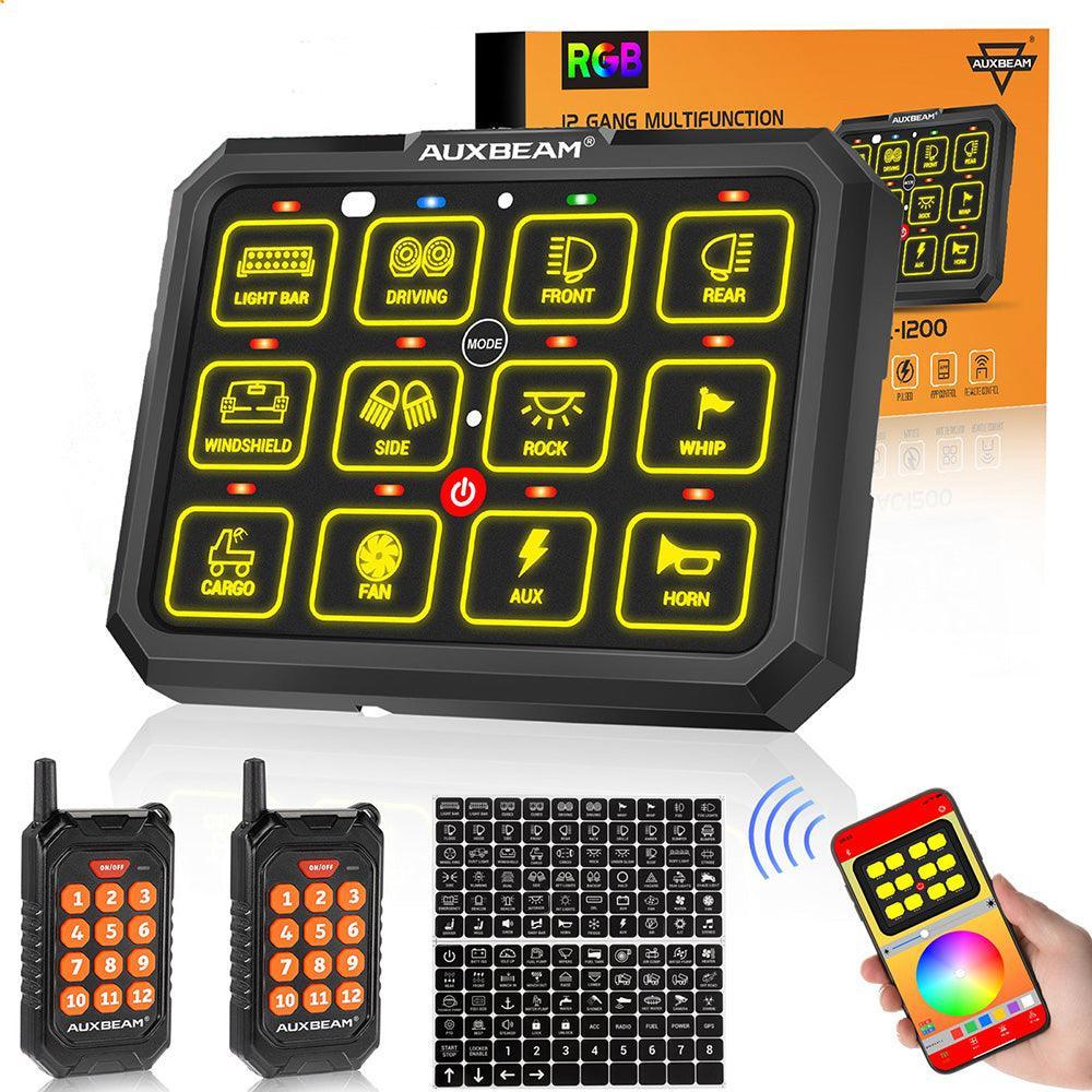 AC Series 12 Gang (AC-1200) RGB Switch Panel with APP&Remote Control, Toggle/ Momentary/ Pulsed Mode Supported(One-Sided Outlet)