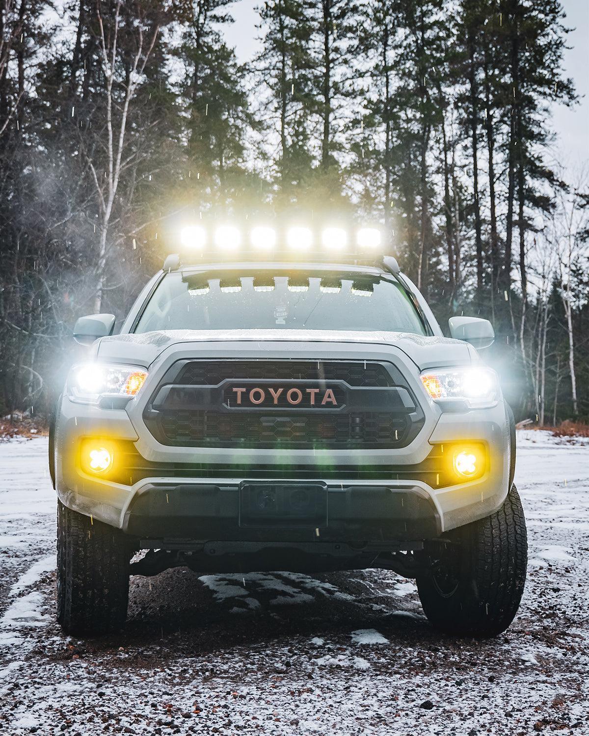 V-MAX Series | 4 Inch 92W 8960LM Spot Beam Side Shooter LED Square Pod Lights with Amber DRL