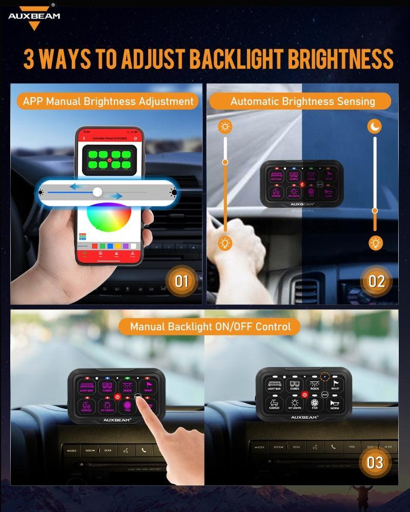 AR Series 8 Gang (AR-800) RGB Switch Panel with APP, Toggle/ Momentary/ Pulsed Mode Supported(One-Sided Outlet)