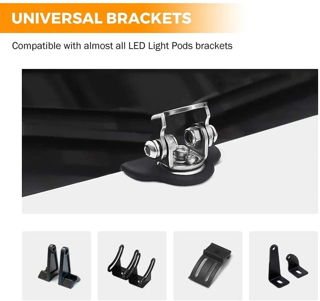 3 Inch Spot/Flood Beam LED Pods Light + Universal LED Working Lights Mounting Brackets