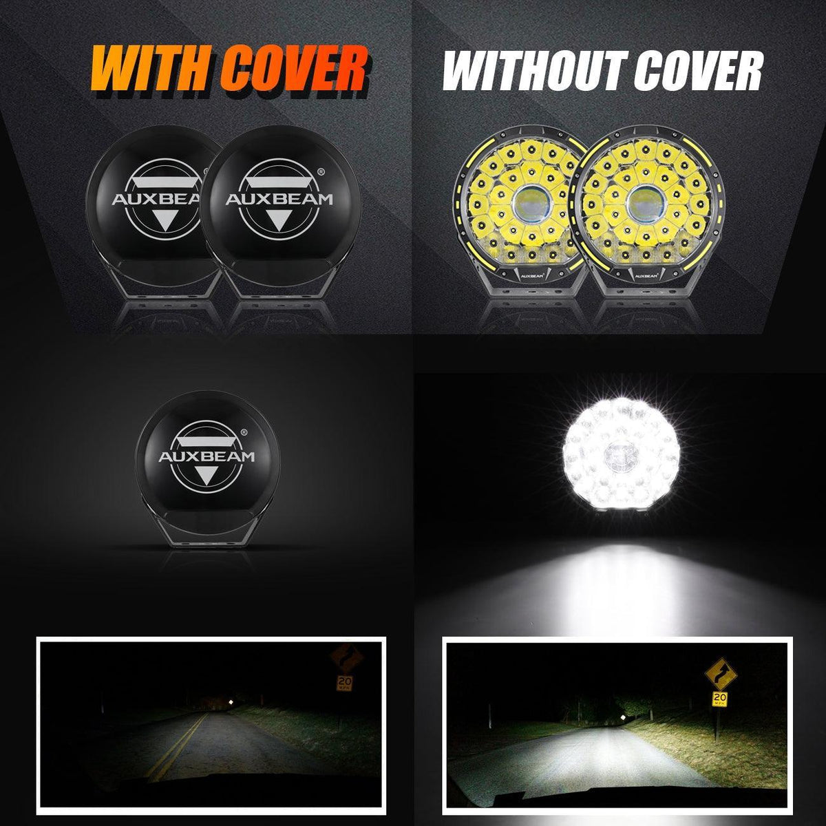 (2pcs/set) 9 INCH 270W 37776LM 360-PRO Series Custom Lens Offroad LED Driving Lights+Amber/Black Covers(Optional) for JEEP WRANGLER JL JK TJ