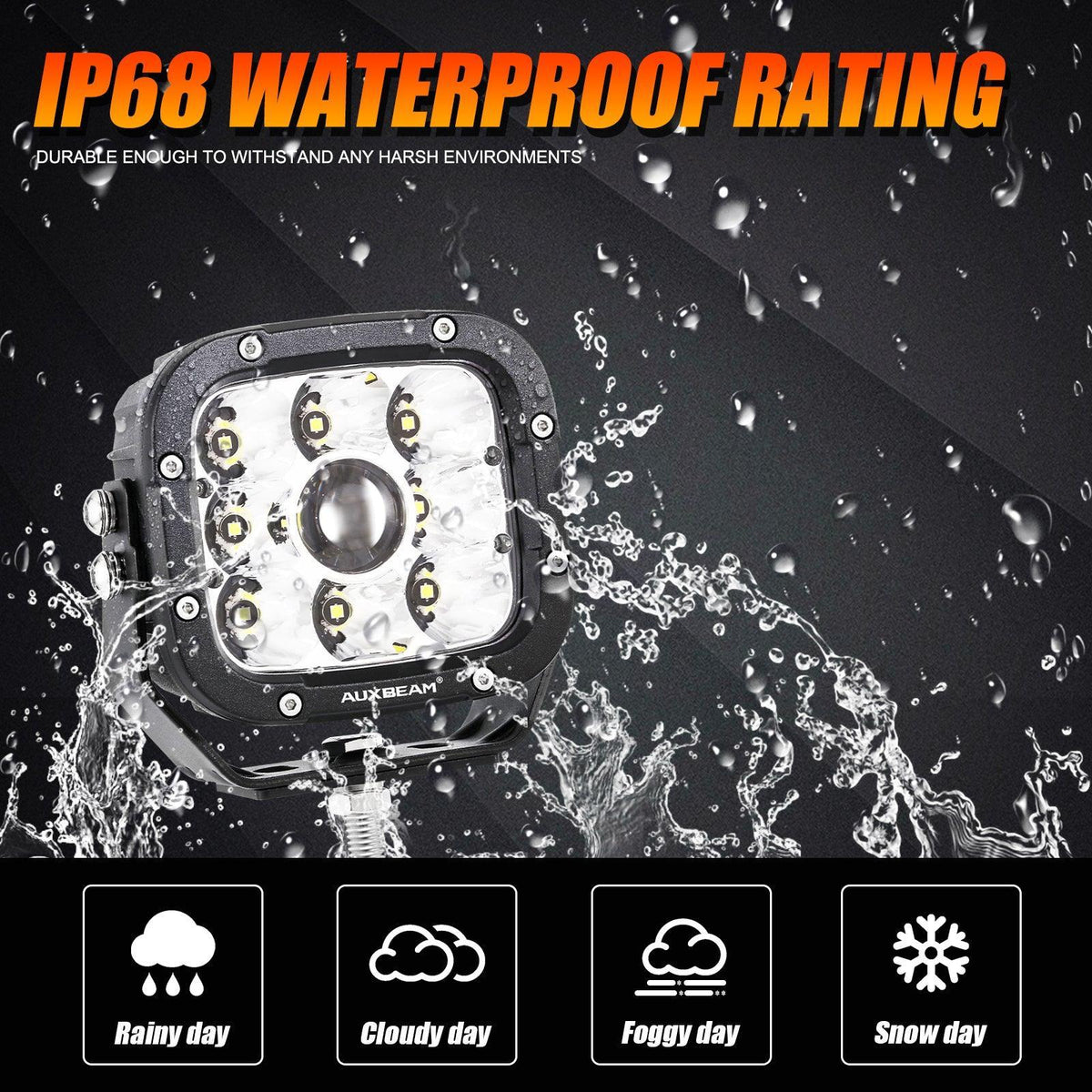 6Pcs 5 Inch 110W White/Amber LED Pods Lights with Power Harness