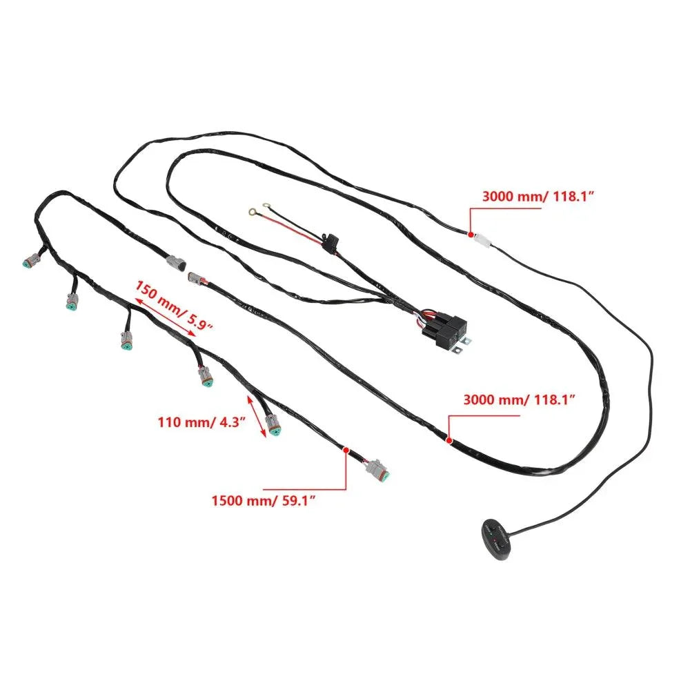 V-max Series 6Pcs Side Shooter Pod Lights with Power Harness
