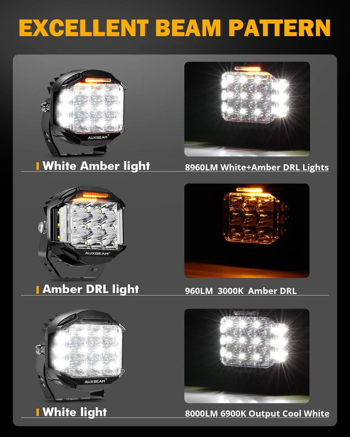 V-max Series 6Pcs Side Shooter Pod Lights with Power Harness