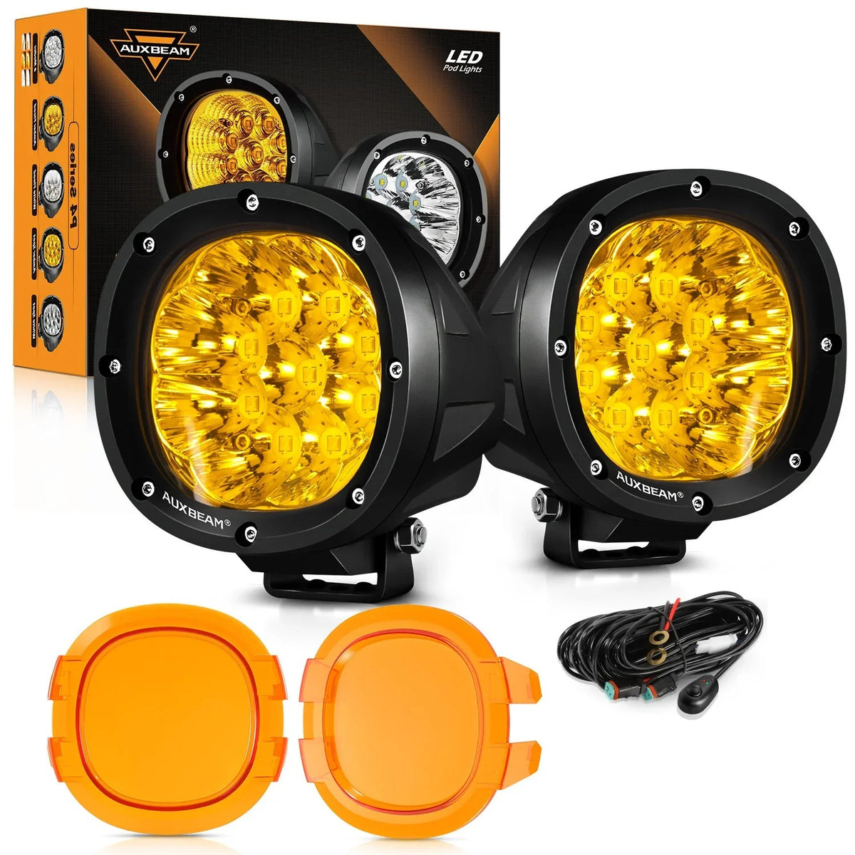 P4 Series | 4 Inch 90W Round LED Driving Lights Spot Amber Pod Lights