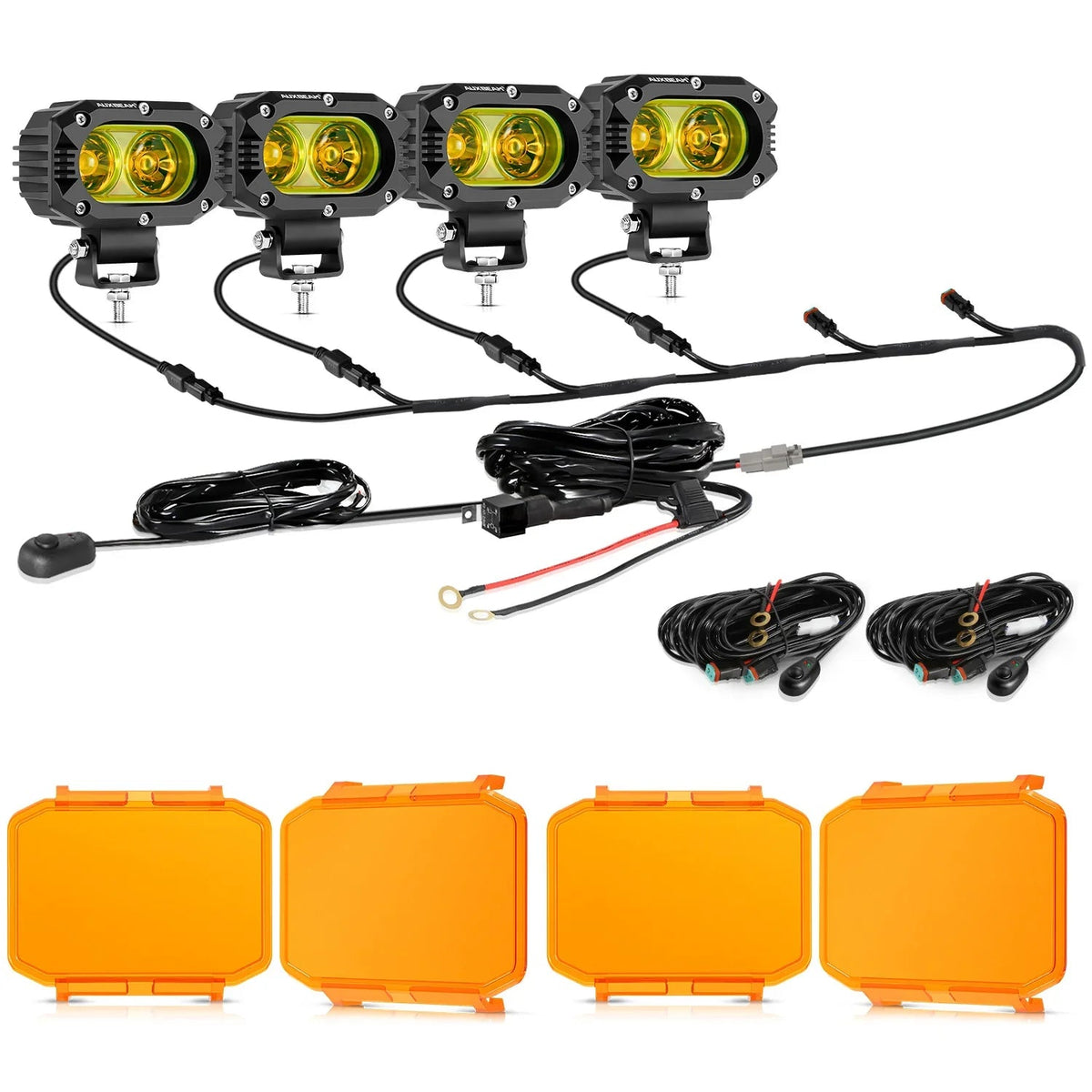 R4 Series | 4 Inch 60W LED Pods Light Flood Beam Amber Light