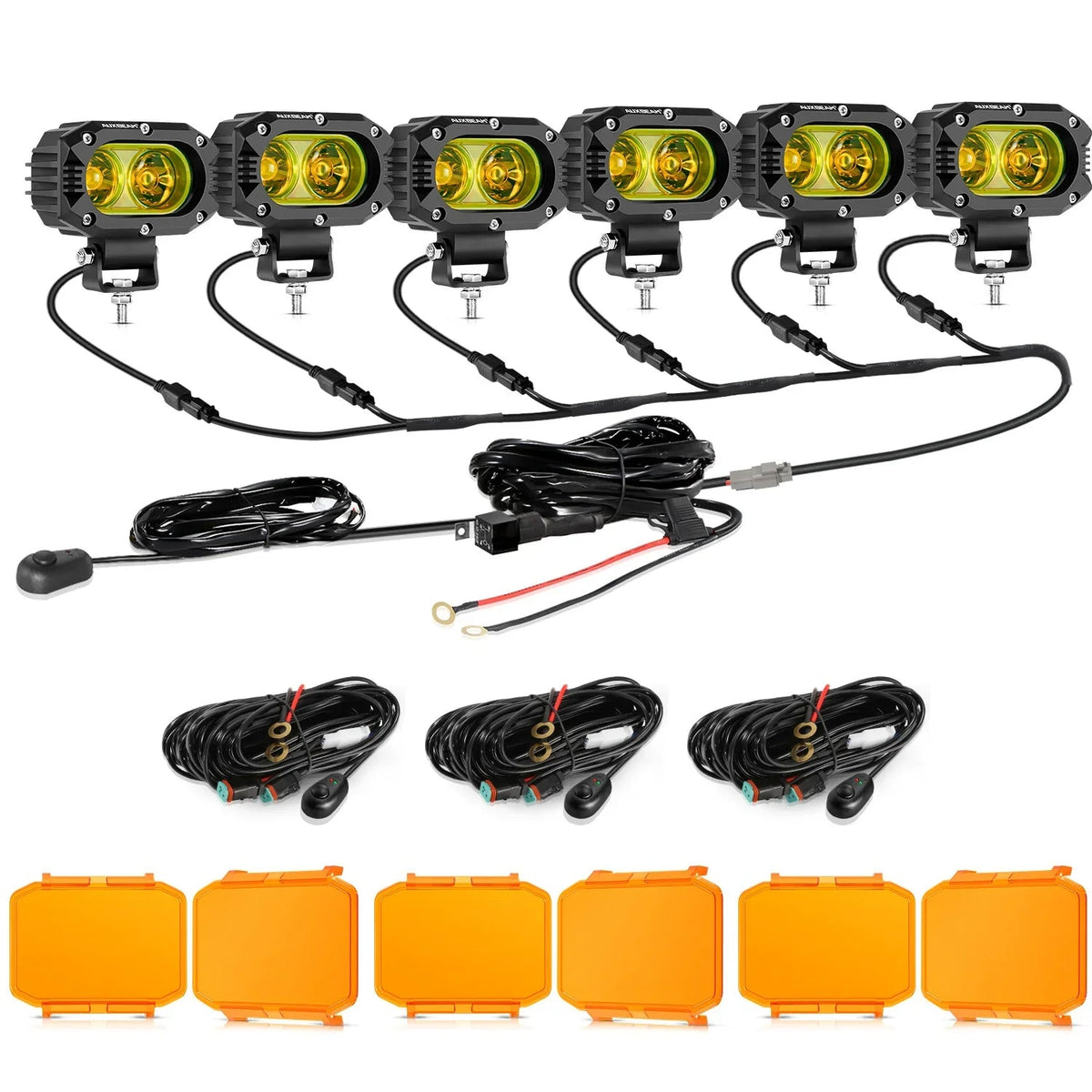 R4 Series | 4 Inch 60W LED Pods Light Flood Beam Amber Light