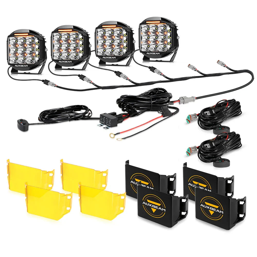 V-MAX Series | 7 Inch 228W 26100LM Spot Beam Side Shooter LED Round Driving Lights with Amber DRL&Backlight