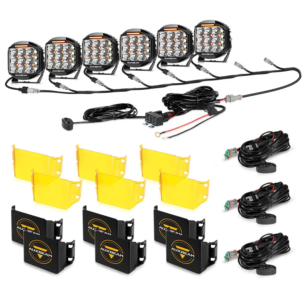 V-MAX Series | 7 Inch 228W 26100LM Spot Beam Side Shooter LED Round Driving Lights with Amber DRL&Backlight