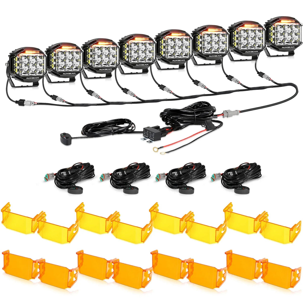 V-MAX Series | 5 Inch 168W 16440LM Spot Beam Side Shooter LED Round Pod Lights with Amber DRL