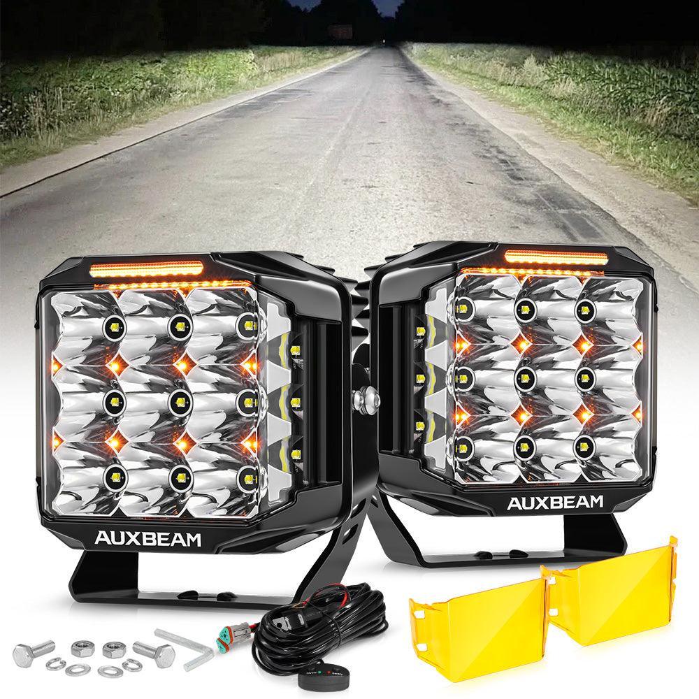 V-MAX Series 4/5/7 Inch Spot Beam Side Shooter LED Pod Lights with Amber DRL