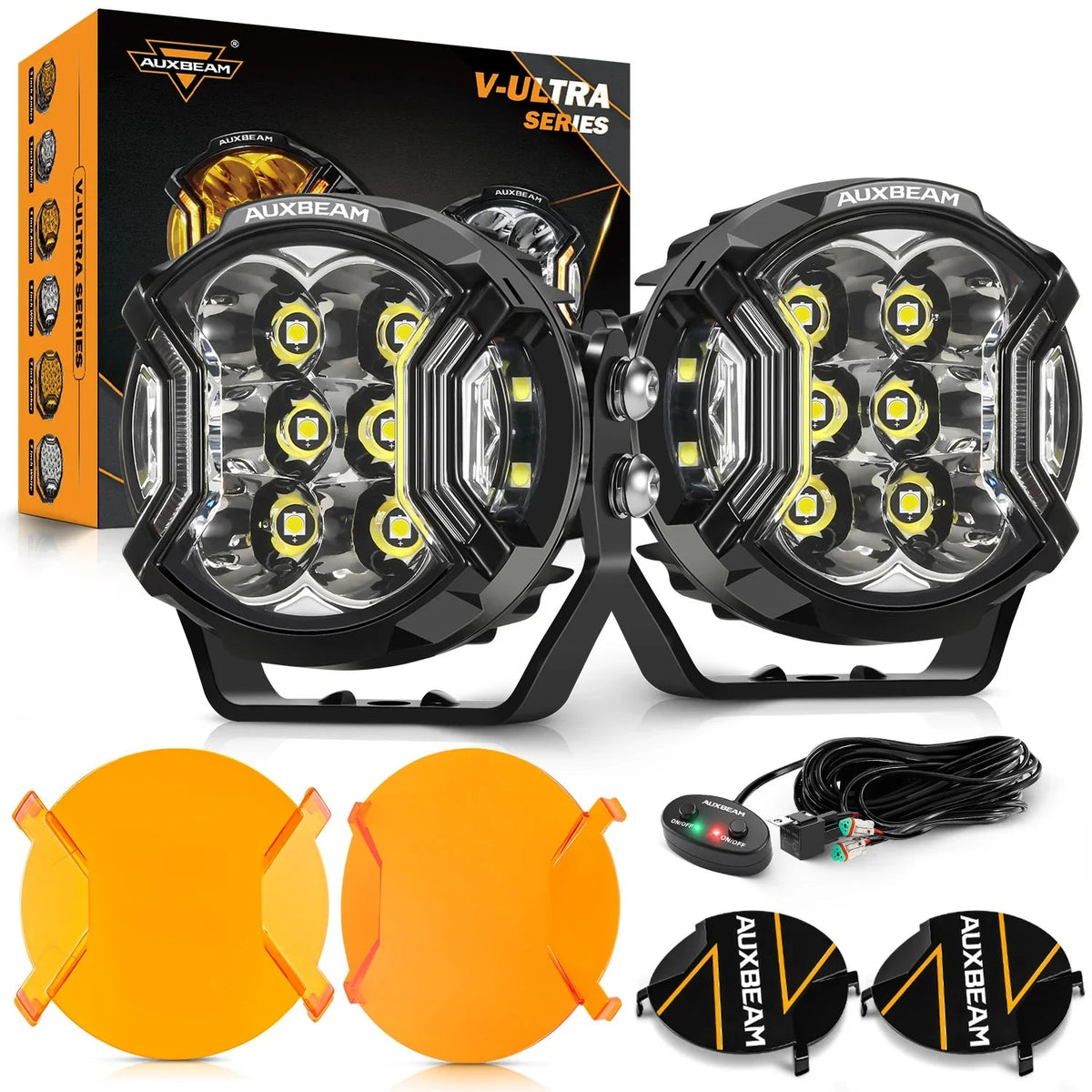 V-ULTRA Series | 3 Inch 108W LED Side Shooter White Pod Lights with Amber DRL