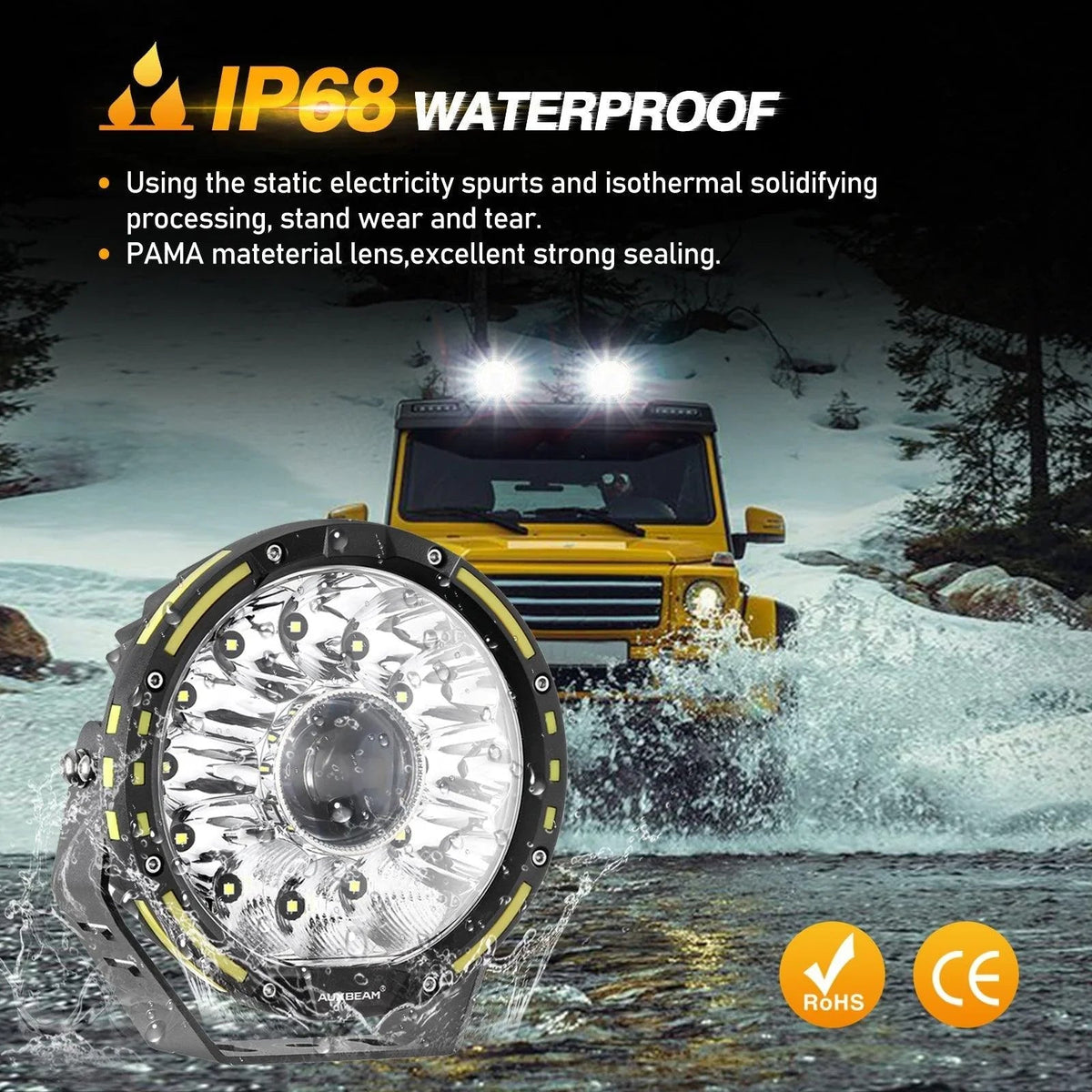 (2pcs/set) 7 Inch 230W 33332LM 360-PRO Series LED Driving Lights+Amber/Black Covers(Optional) for ATV UTV SIDE BY SIDE 4X4