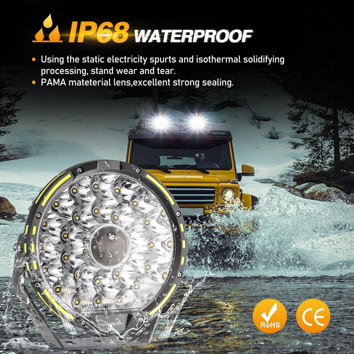 (2pcs/set) 9 INCH 270W 37776LM 360-PRO Series Custom Lens Offroad LED Driving Lights+Amber/Black Covers(Optional) for JEEP WRANGLER JL JK TJ