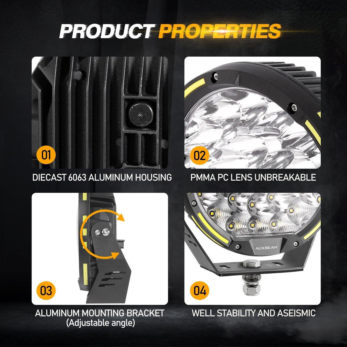 (2pcs/set) 9 INCH 270W 37776LM 360-PRO Series LED Driving Lights+Amber/Black Covers(Optional) for ATV UTV SIDE BY SIDE 4X4