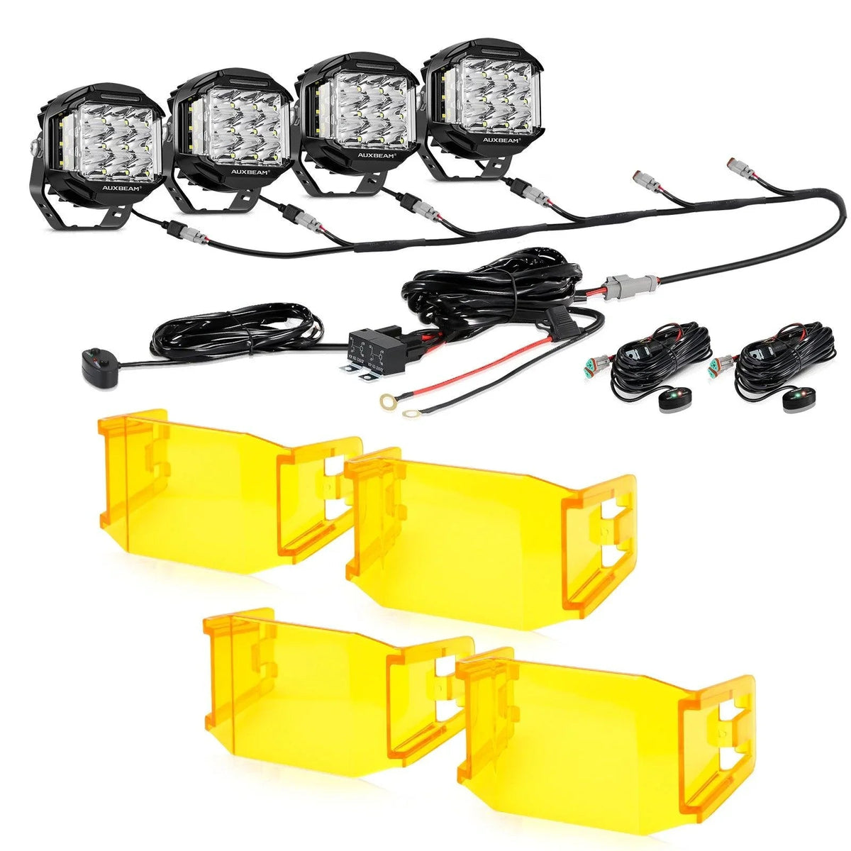 V-MAX Series 4/5/7 Inch Spot Beam Side Shooter LED Pod Lights with Amber DRL