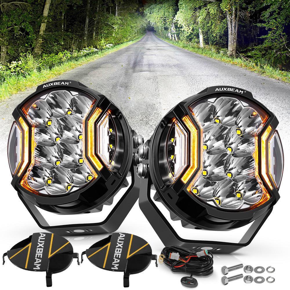 V-ULTRA Series  3/5/7/9 Inch LED Side Shooter Amber/White Pod Lights with Amber DRL