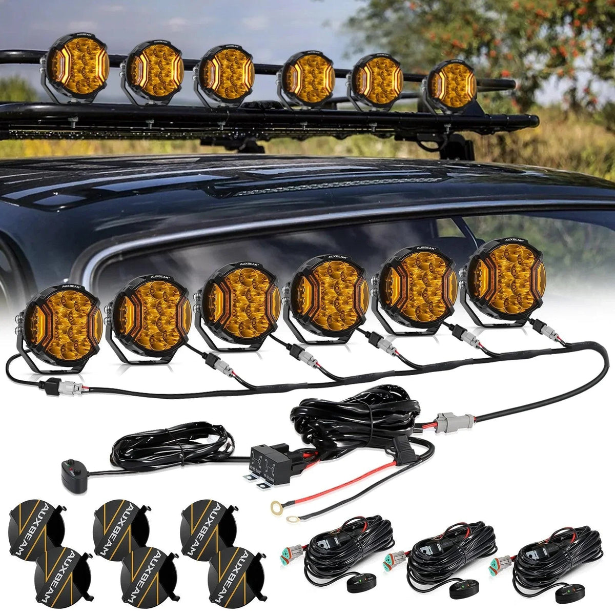 V-ULTRA Series 6/8 Pcs 5 Inch 172W LED Side Shooter Amber DRL with Power Harness
