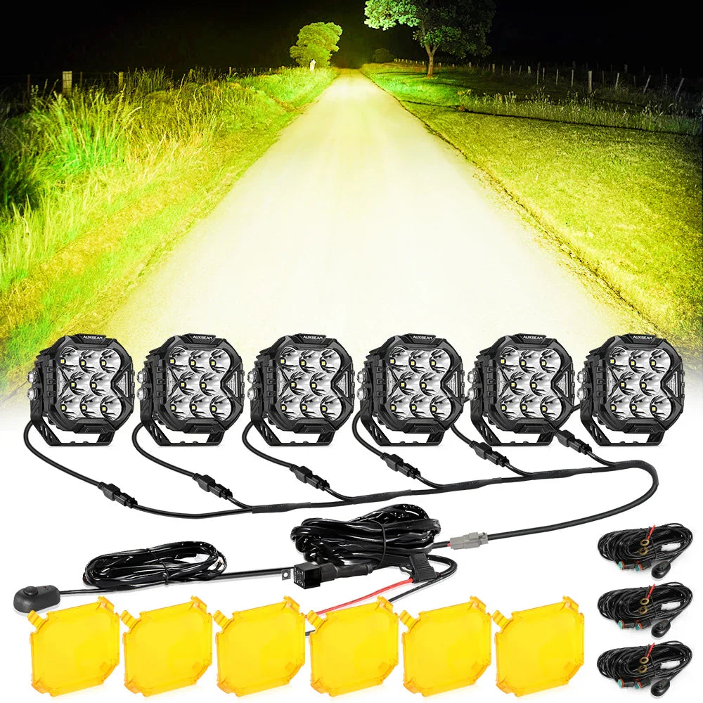CUBE-Z Series 4 Inch Spot LED Pod Lights Off Road Lights with White DRL & Amber Turn Signal Lights