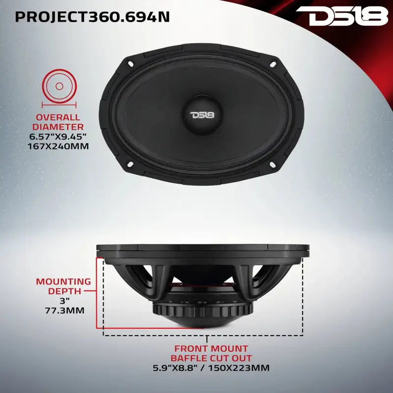 DS18 High-Sensitivity Mid-High Loudspeakers w/ Rotating Recone 6x9 101db 4ohm 95Hz-17kHz