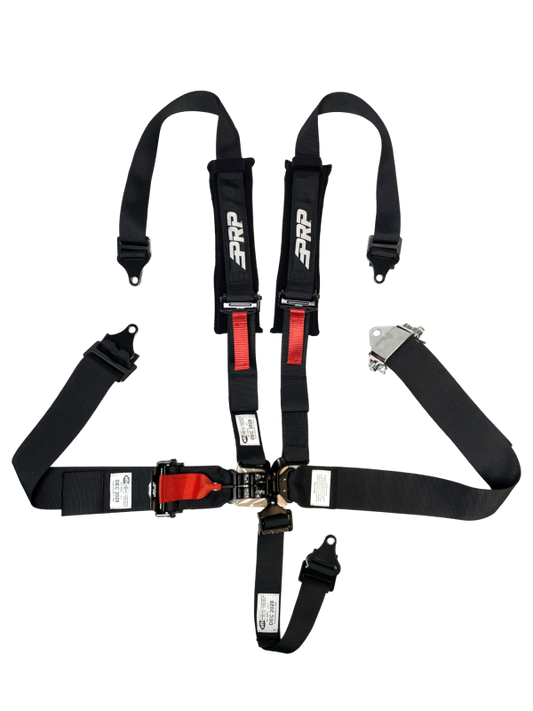 PRP 5 Pt Harness Latch and Link with 2in Shoulders-3in Lap Belts and Ratchet Straps SFI 16.1- Black