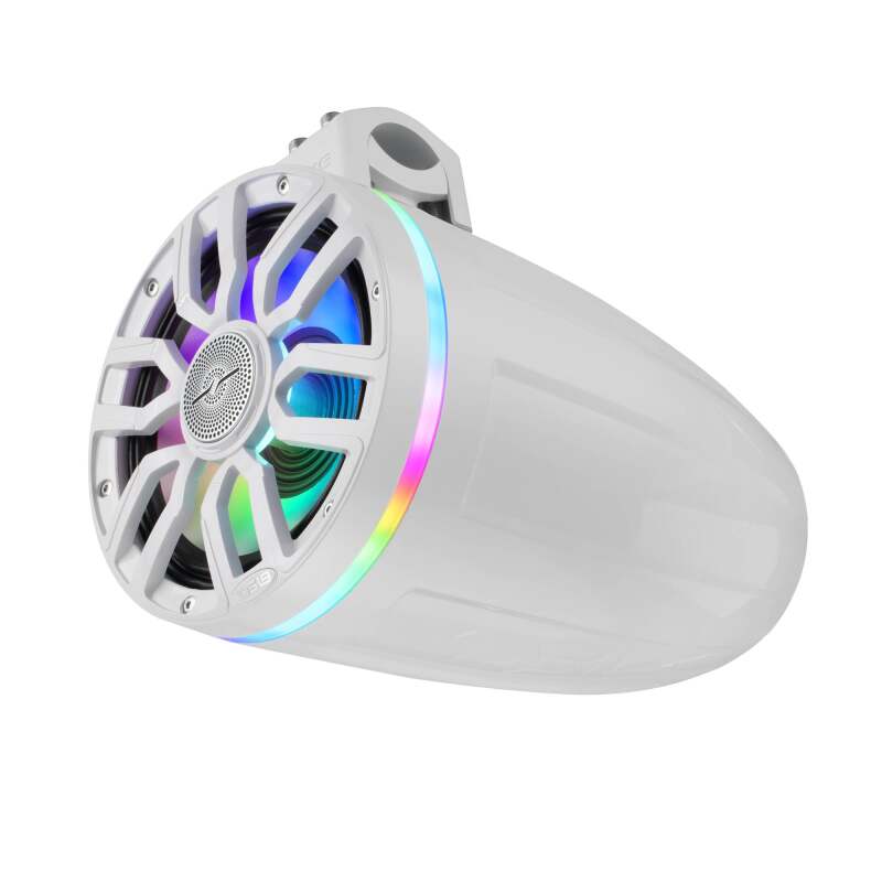 DS18 8in NXL-iQ Marine Tower Speaker with Digital LEDs Neodymium Magnet 1in Driver 350W 4Ohm White